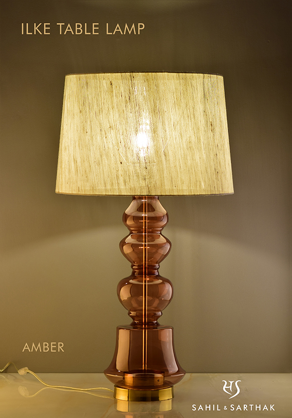 Amber color Ilke Table Lamp by Sahil & Sarthak